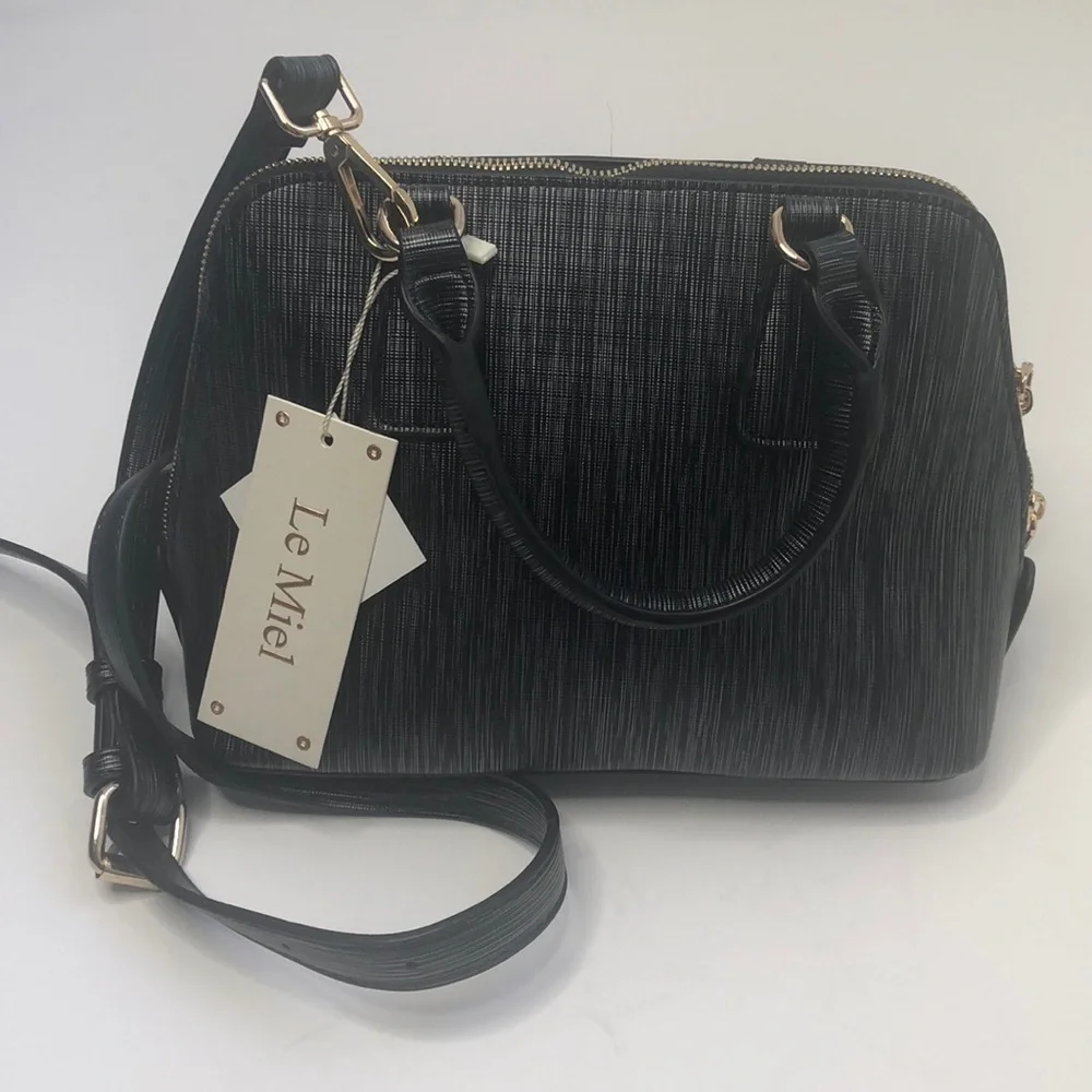 Le Miel black vegan leather satchel